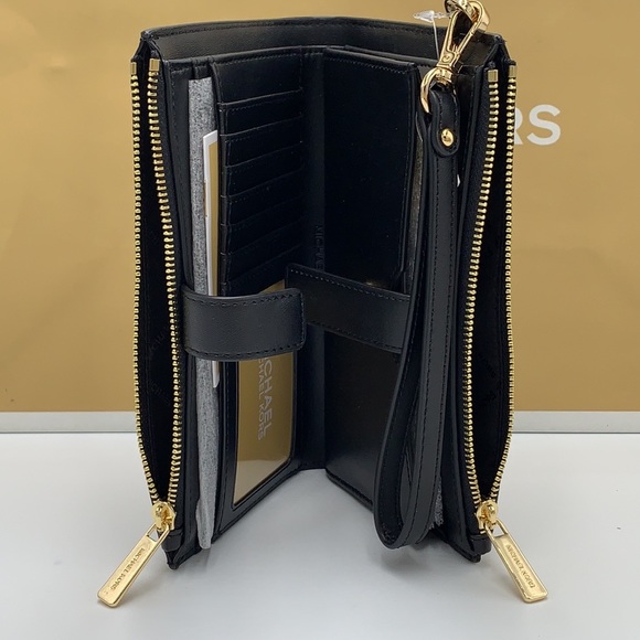 Michael Kors Large Double Zip Wristlet 
Smartphone Case Wallet Black Mul… - Picture 4 of 12